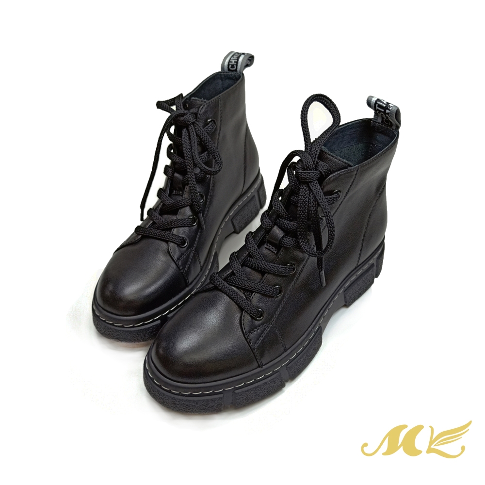 (時尚美靴)MK 經典個性真皮馬丁短靴(經典黑)