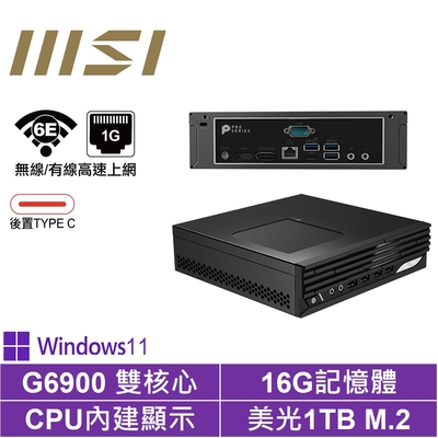 MSI 微星雙核{萌虎勇士P}Win11Pro 迷你電腦(G6900/16G/1TB M.2)