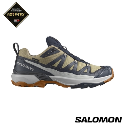 官方直營 Salomon 男 X ULTRA 360 EDGE Goretex 低筒登山鞋 綠/藍/灰