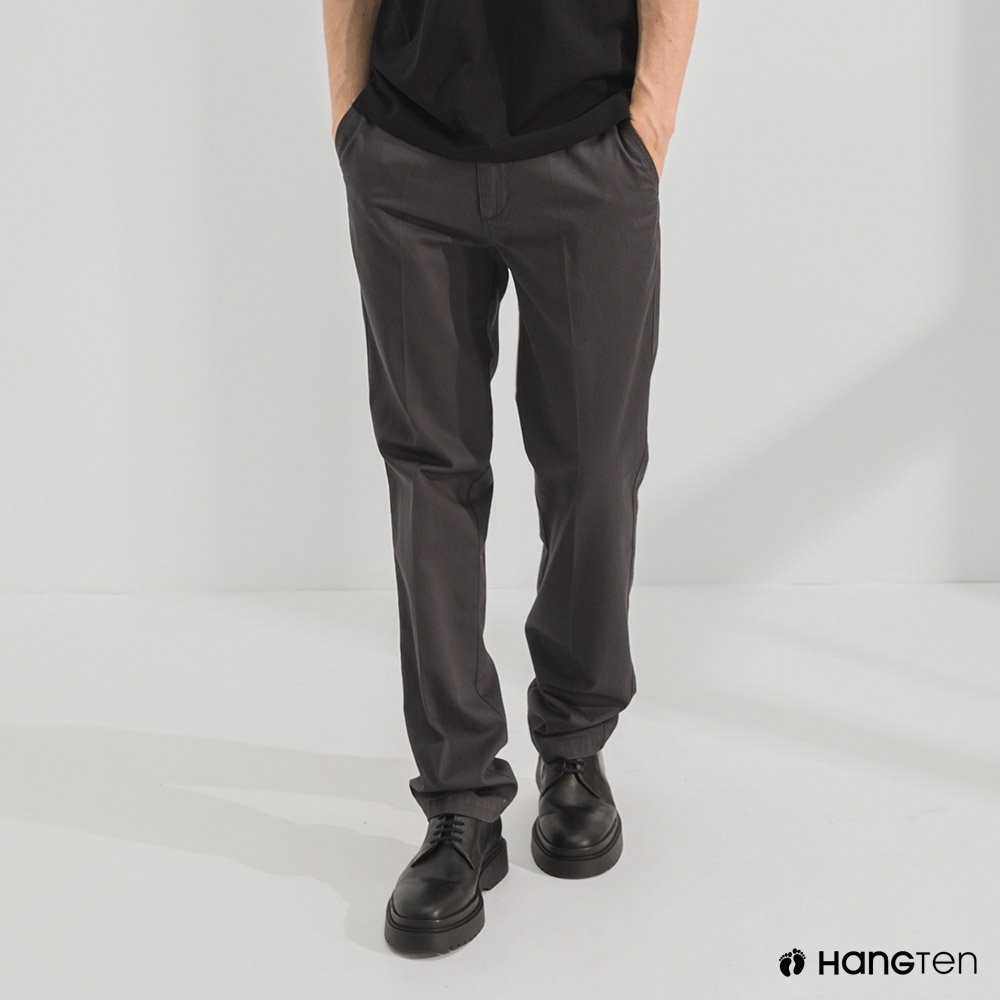 Hang Ten-男裝-經典款-REGULAR FIT防皺褲-深灰色