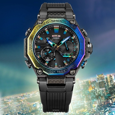 CASIO 卡西歐 G-SHOCK MTG 城市多彩光線 彩虹錶圈 太陽能藍芽電波錶 MTG-B2000YR-1A