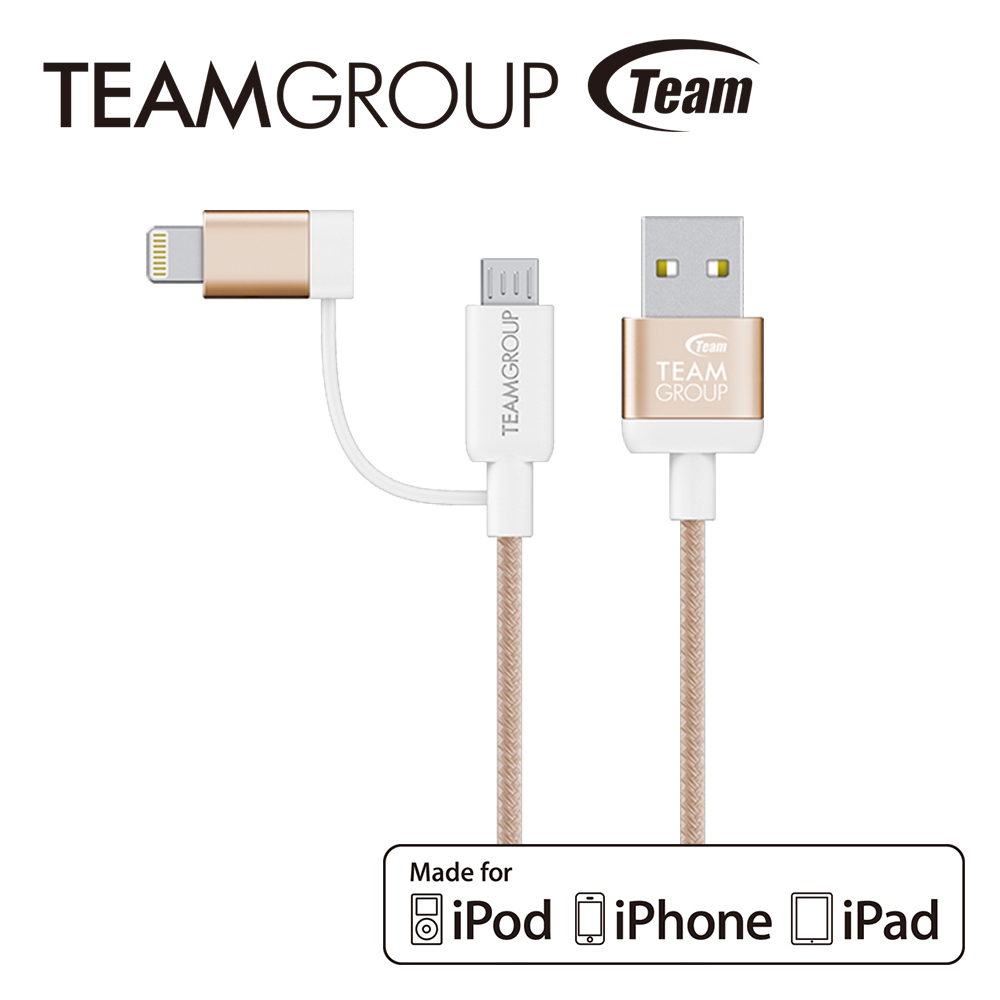 Team十銓科技 MFi 2合1 20CM充電傳輸線TWC06 product image 1