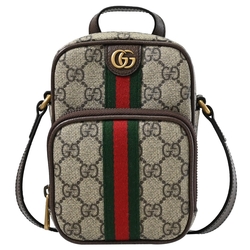 GUCCI Ophidia金屬GG LOGO迷你子母斜背包/記者包