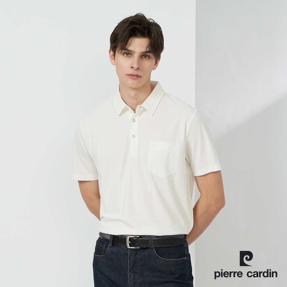 Pierre Cardin皮爾卡登 男款 彈性舒適休閒經典短袖POLO衫(多色任選) (白色)