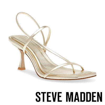 STEVE MADDEN-LOCKE 細帶夾腳繞踝涼跟鞋-金色