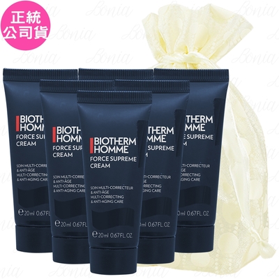 【即期品】BIOTHERM 碧兒泉 男仕超進化極量緊膚凝霜(20ml)*6旅行袋組(公司貨)