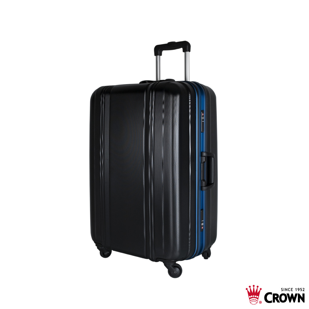 CROWN 皇冠 27吋鋁框箱 彩色鋁框拉桿箱 行李箱 黑色藍框