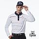 【Lynx Golf】男款吸濕排汗極簡線條風配布領設計長袖POLO衫-白色 product thumbnail 2