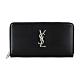 YSL Classic經典銀字LOGO光滑小牛皮拉鍊長夾(黑) product thumbnail 1