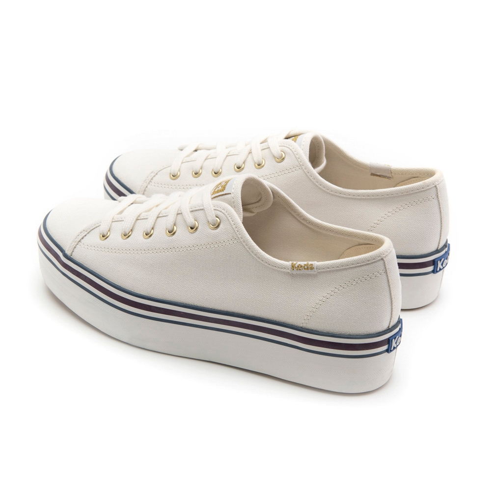 keds TRIPLE UP 復古紅藍雙線滾邊厚底鞋-白9224W133462 | 休閒鞋