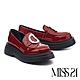 厚底鞋 MISS 21 復古學院風扭曲大釦牛漆皮樂福大頭厚底鞋－紅 product thumbnail 1