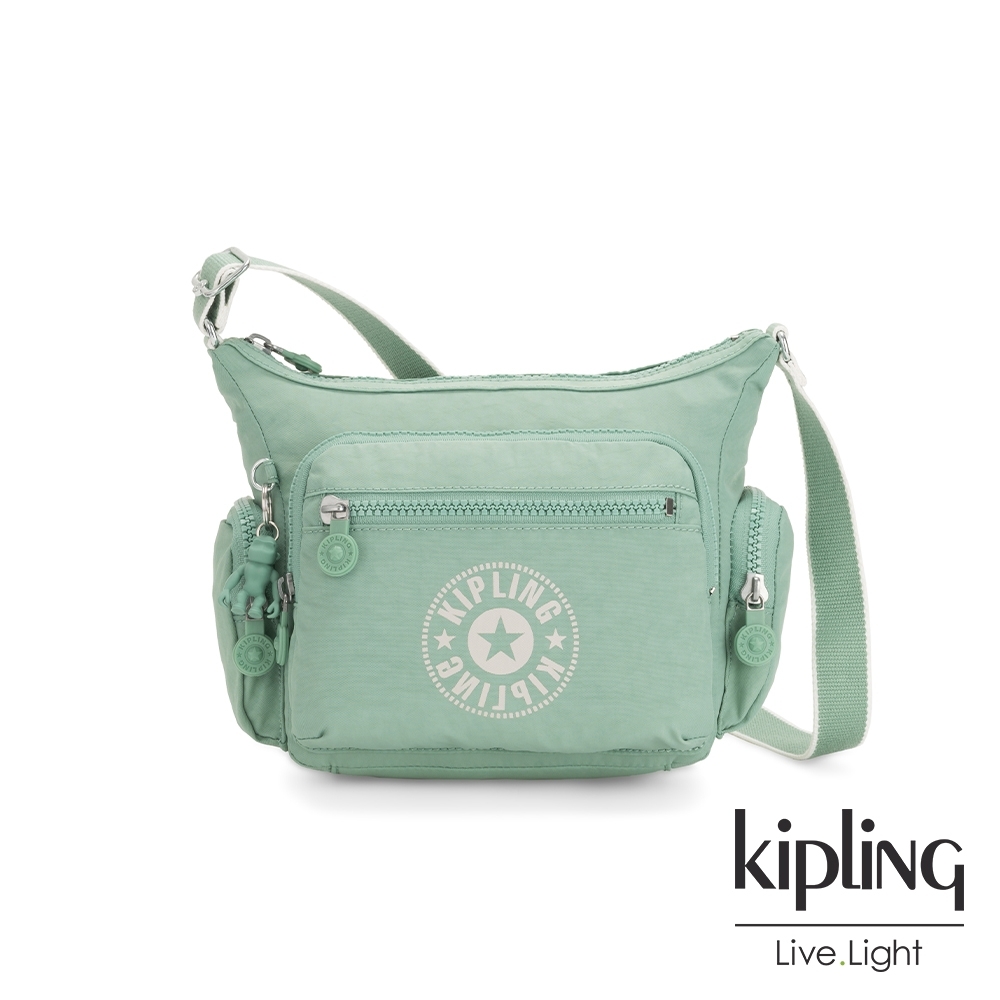 Kipling 清新薄荷綠多袋實用側背包-GABBIE S