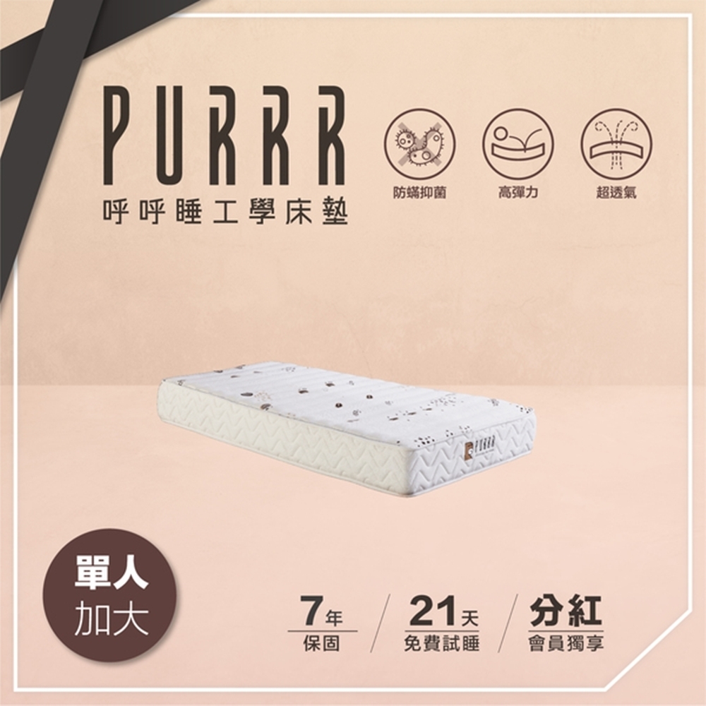 PURRR呼呼睡 | 全綿床墊 環保咖啡系列-單人加大