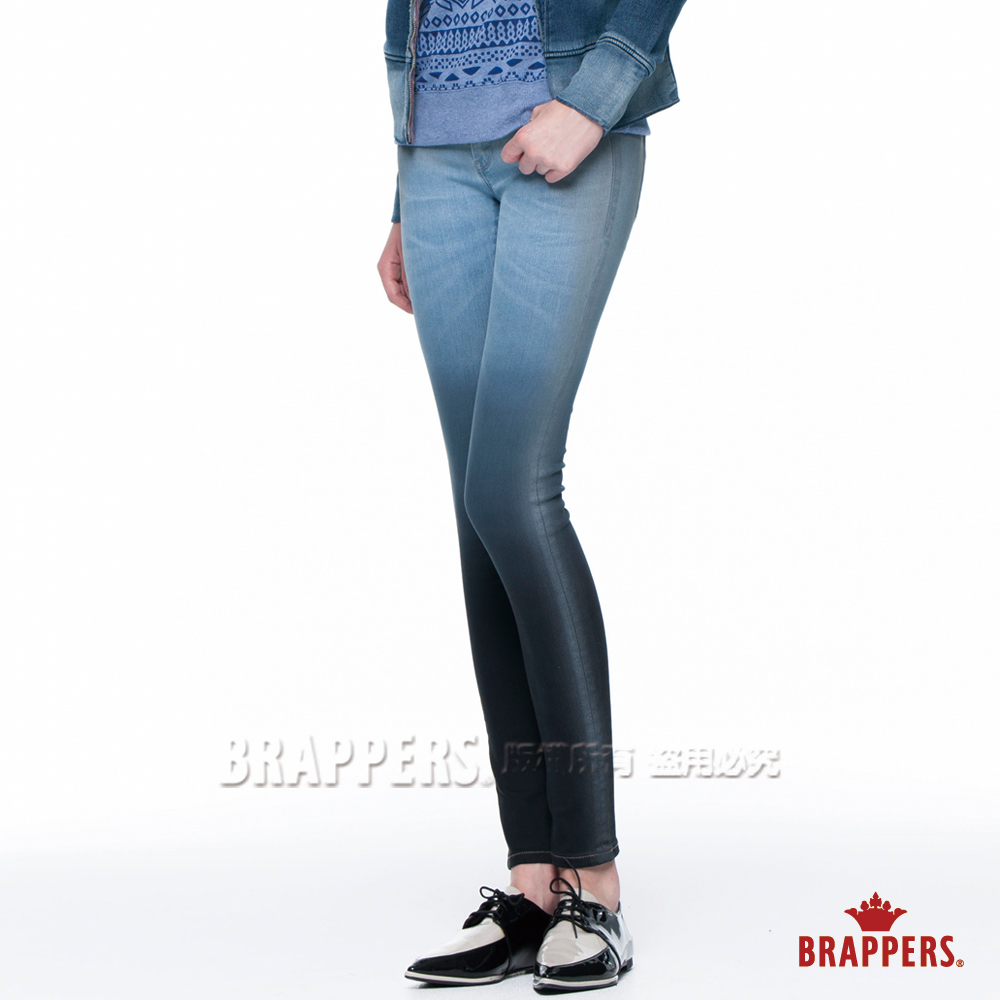 BRAPPERS 女款 新美腳Royal系列-女用中低腰彈性窄管褲-漸層藍