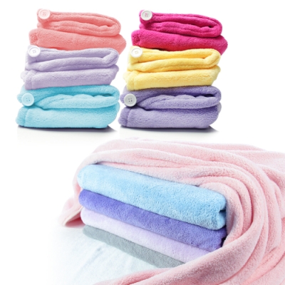 Incare 日本特級綿絨加厚吸水大浴巾+吸水頭巾組