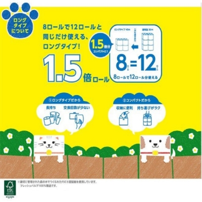 日本【Nepia】消臭卷筒雙層衛生纸114mm x 45m 8卷入皂香