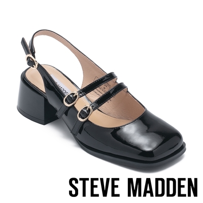 STEVE MADDEN-DOLLY 雙帶粗跟瑪莉珍鞋-黑色