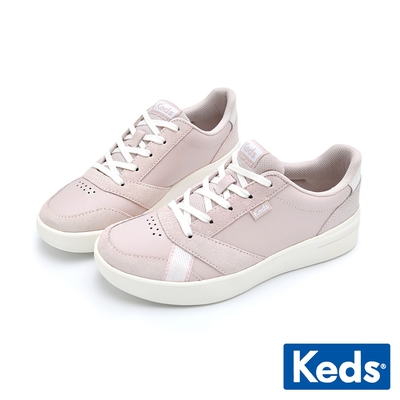 KEDS THE COURT 復古時尚皮革運動風鞋款-淺粉 9231W123495