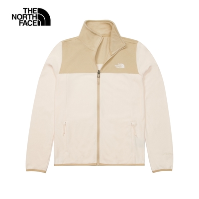 【The North Face 官方旗艦】北面女款白色立領保暖抓絨外套｜81SR4U0