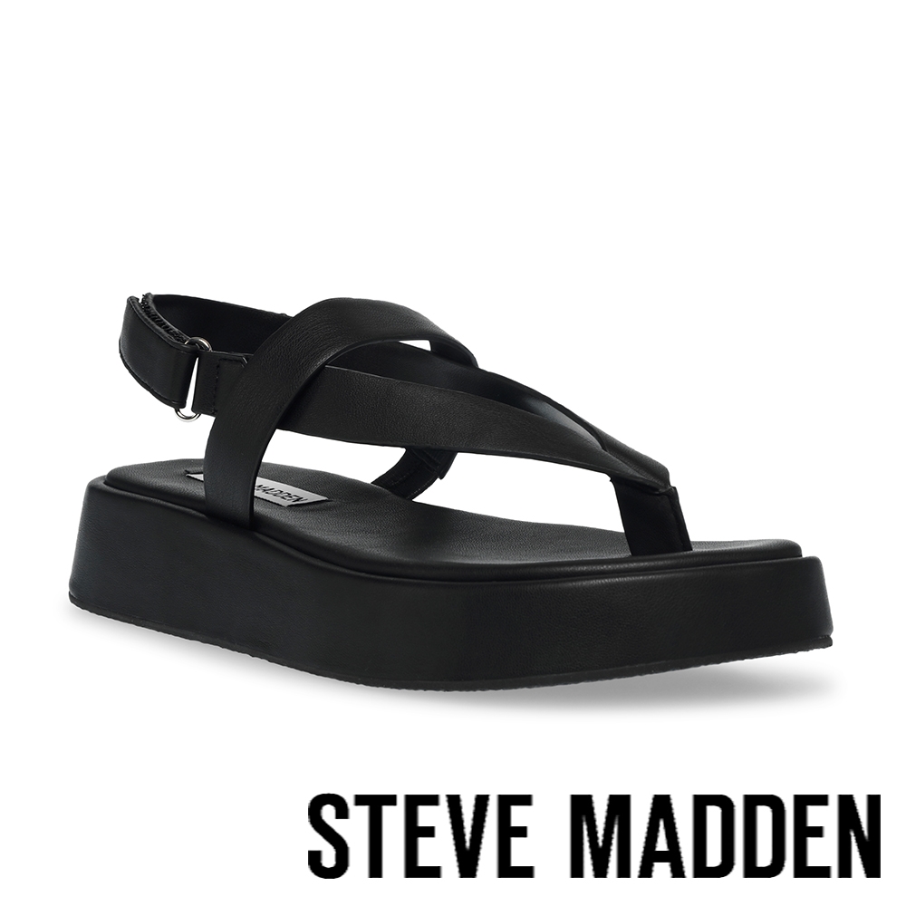 STEVE MADDEN-BIGTIME 夾角皮帶厚底涼鞋-黑色 product image 1