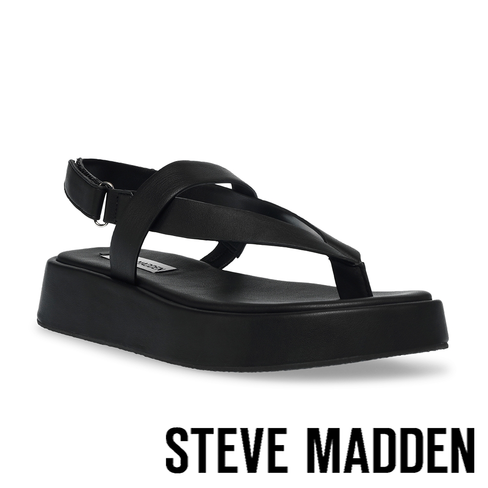 STEVE MADDEN-BIGTIME 夾角皮帶厚底涼鞋-黑色