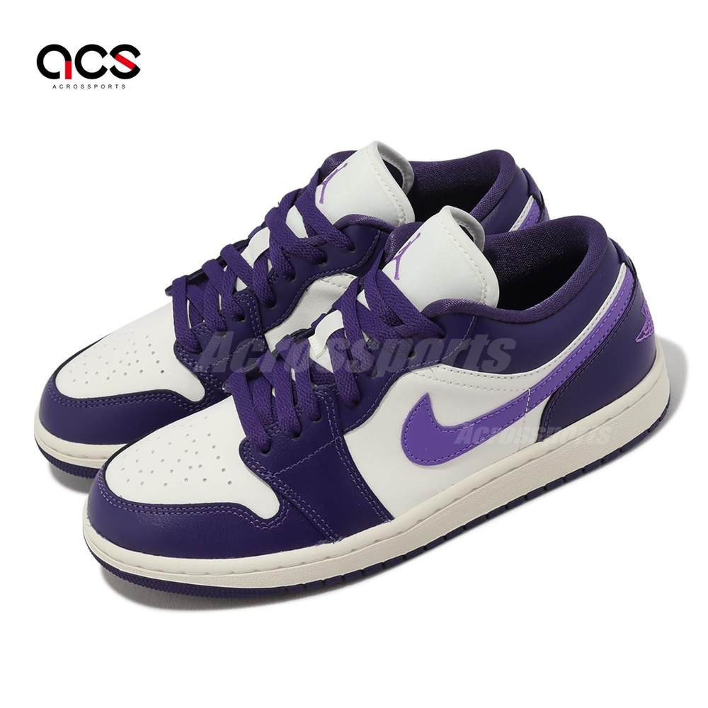 Nike 休閒鞋 Wmns Air Jordan 1 Low 女鞋 白 紫 葡萄紫 低筒 AJ1 皮革 DC0774-502