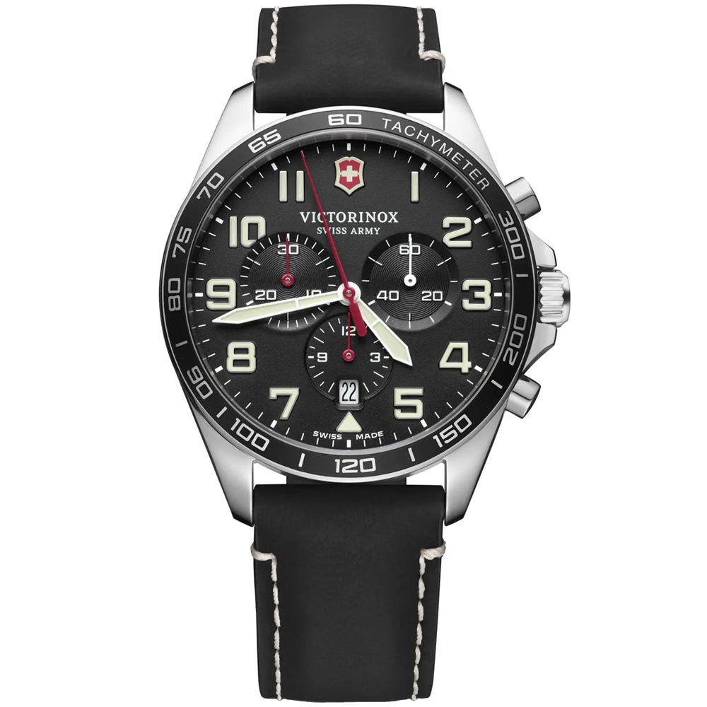 VICTORINOX瑞士維氏 Fieldforce 經典計時腕錶-黑 42mm / VISA-241852