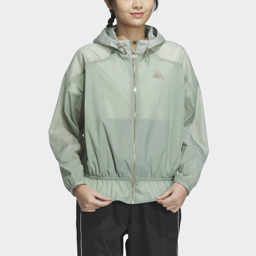 Adidas FOT WVN JKT [HY2828] 女 連帽外套 亞洲版 運動 訓練 休閒 寬鬆 褶皺 防潑水 綠