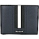 BALLY BEVYE 經典黑白條紋夜藍色六卡對折短夾 product thumbnail 1