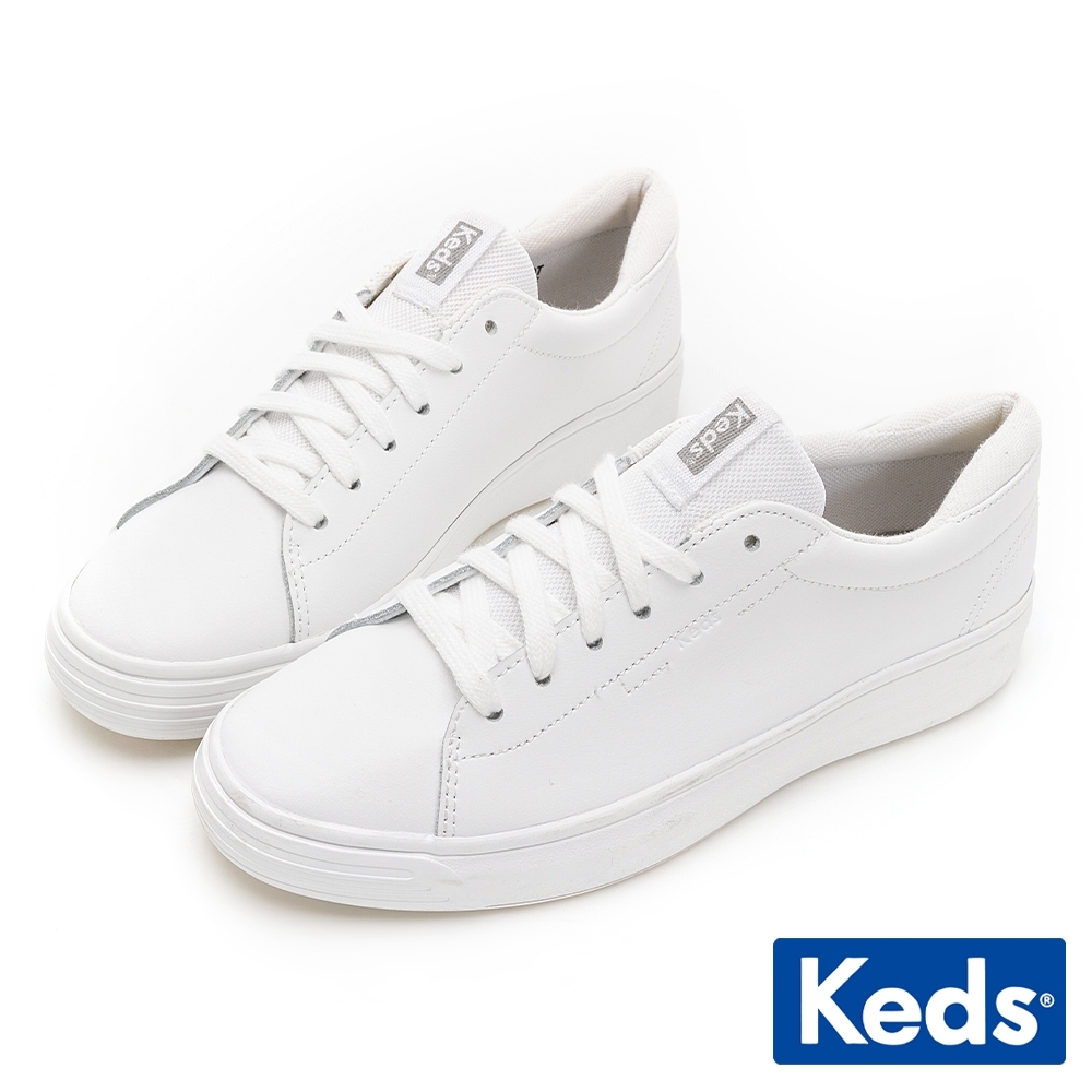 Keds ALLEY 極簡時尚皮革休閒鞋-白 9221W123383