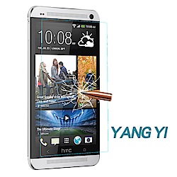 YANGYI揚邑 HTC M7 防爆防刮防眩弧邊 9H鋼化玻璃保護貼膜