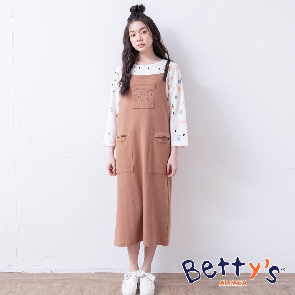 betty’s貝蒂思　日系小貝羊吊帶洋裝(咖啡色)