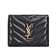 YSL Saint Laurent Cassandre 小羊皮 翻蓋 短夾 卡夾 零錢包 皮夾 短夾 黑色 金色 product thumbnail 1