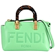 FENDI By The Way壓紋LOGO皮革迷你兩用波士頓包(亮綠) product thumbnail 1