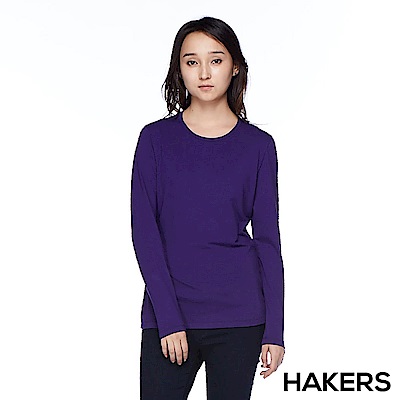 【HAKERS 哈克士】女款 圓領舒適休閒衫(紫色)