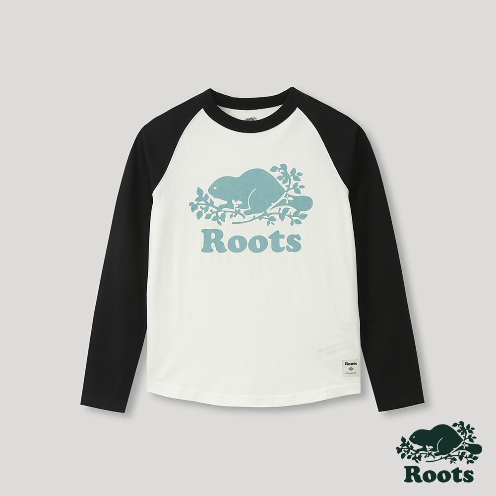 Roots大童- 經典海狸LOGO有機棉棒球T恤-黑色