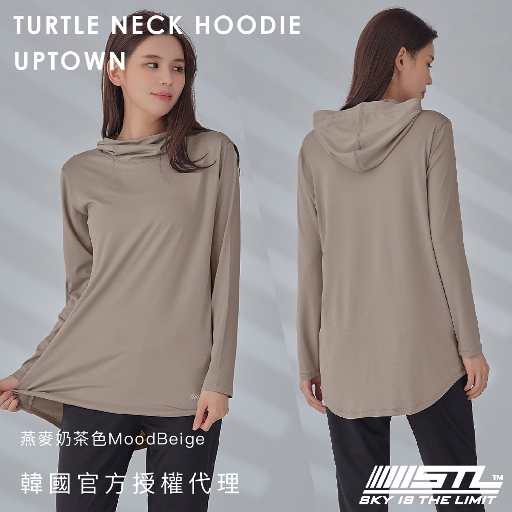 STL yoga 韓國 UPTOWN ROND HOODIE LS 輕薄 女 長版 蓋臀 長袖 上衣 連帽T 瑜珈 運動 機能 燕麥奶茶色MoodBeige