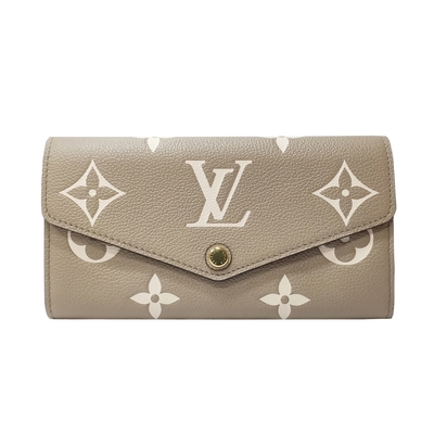 【Louis Vuitton 路易威登】M81049 經典Sarah系列雙色Monogram Empreinte壓紋信封式長夾(裸色)