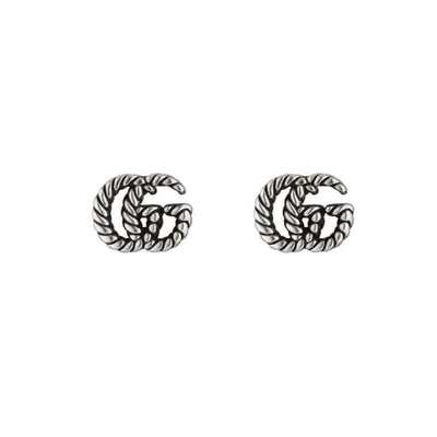 GUCCI 古馳 雙G LOGO 耳環 紋銀 925純銀