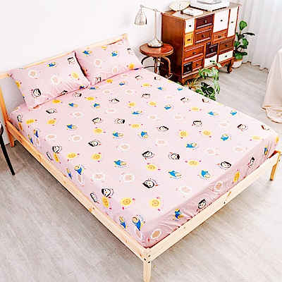 奶油獅-同樂會系列-精梳純棉床包三件組(櫻花粉)-雙人加大6尺