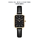 Daniel Wellington DW 手錶 Quadro Sheffield 20X26經典黑真皮皮革小方錶-黑錶盤-香檳金框 DW00100560 product thumbnail 1