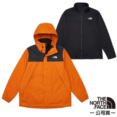 【The North Face】男 防水透氣舒適保暖連帽三合一外套/夾克.風雨衣_89B1-RMI 橘色