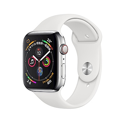 Apple Watch S4 LTE 40mm 不鏽鋼錶殼搭配白色運動型錶帶