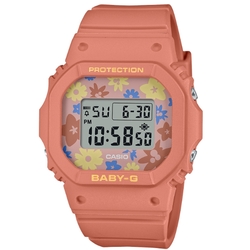 CASIO 卡西歐  BABY-G 迷人花卉 復古懷舊流行色彩經典電子錶 粉橘色 BGD-565RP-4_37.9mm