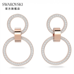 SWAROVSKI 施華洛世奇 Hollow 大圈耳環, 白色, 鍍玫瑰金色調