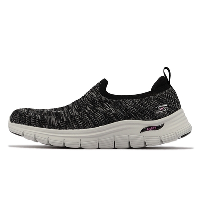 SKECHERS ARCH FIT VISTA 寬楦健走鞋 女休閒鞋-灰黑-104371WBKPK