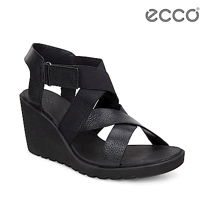 ECCO FREJA WEDGE SANDAL 交叉繞踝楔型涼鞋 女-黑