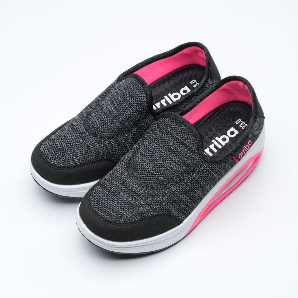 ARRIBA艾樂跑女鞋-氣墊系列百搭懶人鞋-黑(FA527)