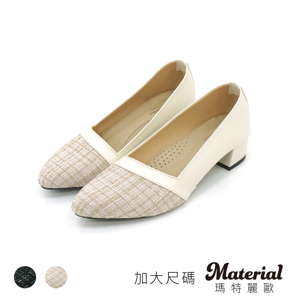 Material瑪特麗歐 跟鞋 MIT加大尺碼拼接尖頭跟鞋 TG72119