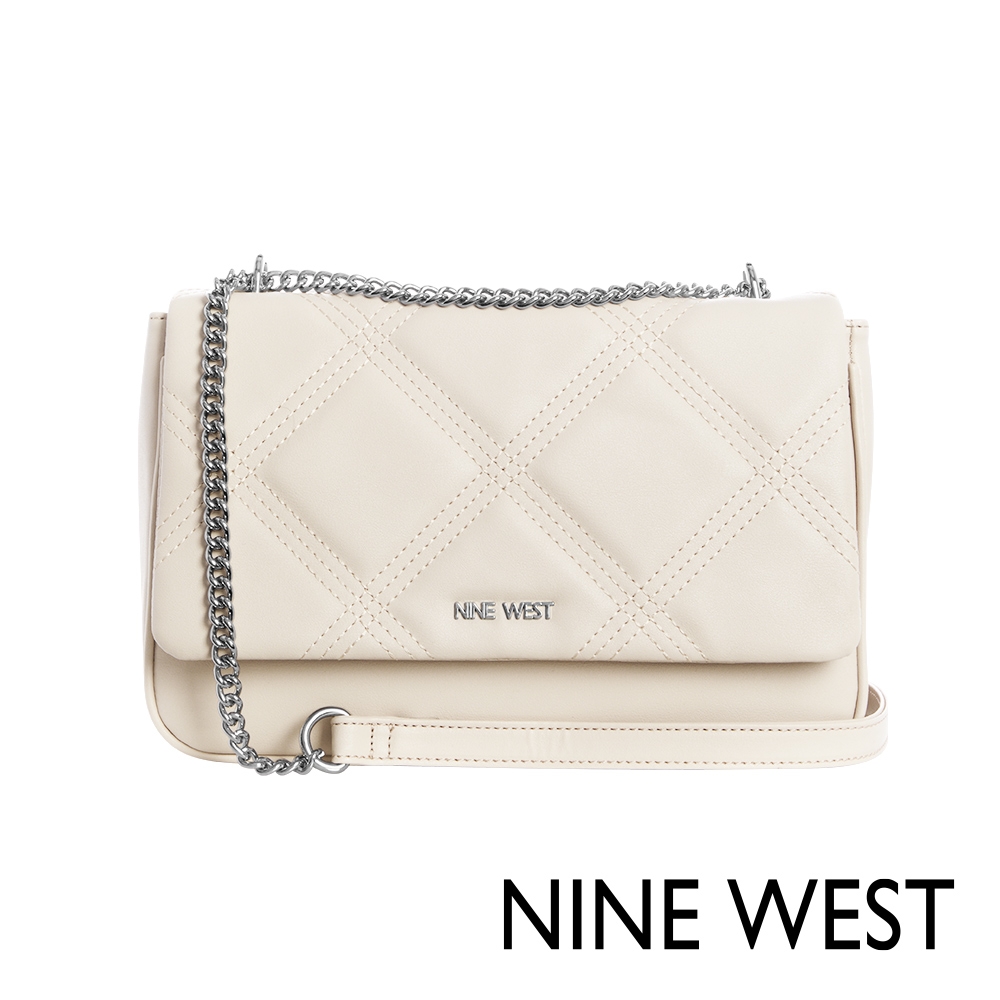 福利品 NINE WEST SKYES 菱格衍縫鍊帶斜背包-奶油白(541019)